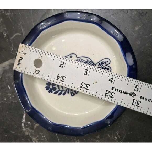 GRÄDINÄ Saucer Fluted Tartlet Blue White Bird With Flowers 5" Small Shallow Bowl - Picture 7 of 7